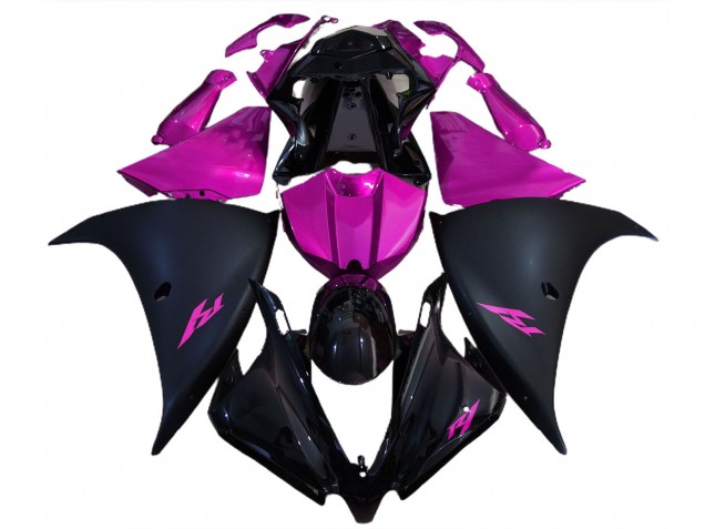 Negro Mate & Rosa 2012-2014 Yamaha R1 Carenados Moto Negro Mate & Rosa 2012-2014 Yamaha R1 Carenados Moto