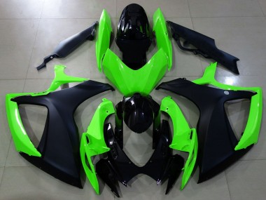 Negro Mate & Verde 2006-2007 Suzuki GSXR 600-750 Carenados Moto