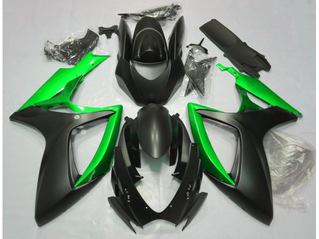Negro Mate & Verde 2006-2007 Suzuki GSXR 600-750 Carenados Moto Negro Mate & Verde 2006-2007 Suzuki GSXR 600-750 Carenados Moto
