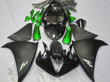 Negro Mate & Verde 2009-2011 Yamaha R1 Carenados Moto
