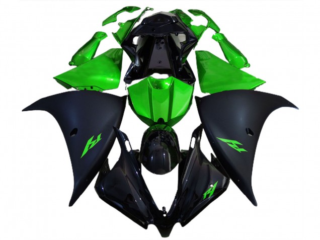 Negro Mate & Verde 2012-2014 Yamaha R1 Carenados Moto Negro Mate & Verde 2012-2014 Yamaha R1 Carenados Moto