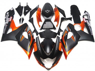 Negro & Naranja Mate & Brillante Personalizados 2005-2006 Suzuki GSXR 1000 Carenados Moto