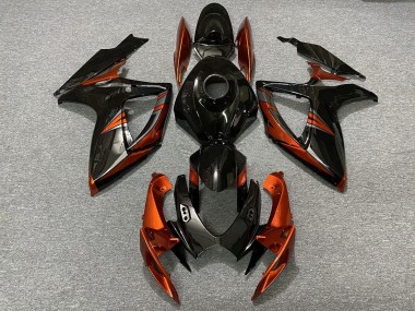Negro & Naranja Quemado 2006-2007 Suzuki GSXR 600-750 Carenados Moto