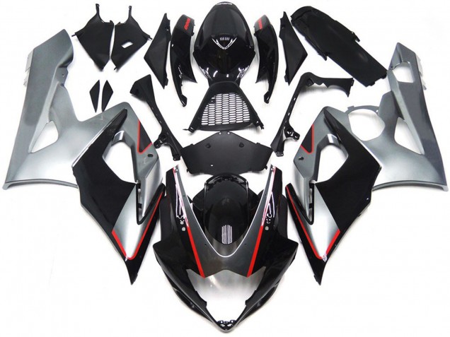 Negro & Plata Brillo Con Rojo 2005-2006 Suzuki GSXR 1000 Carenados Moto Negro & Plata Brillo Con Rojo 2005-2006 Suzuki GSXR 1000 Carenados Moto
