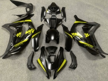 Negro Satinado & Amarillo 2016-2019 Kawasaki ZX10R Carenados Moto