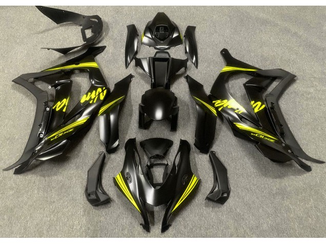 Negro Satinado & Amarillo 2016-2019 Kawasaki ZX10R Carenados Moto Negro Satinado & Amarillo 2016-2019 Kawasaki ZX10R Carenados Moto