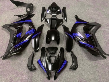 Negro Satinado & Azul 2016-2019 Kawasaki ZX10R Carenados Moto