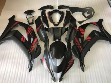 Negro Satinado & Rojo 2016-2019 Kawasaki ZX10R Carenados Moto