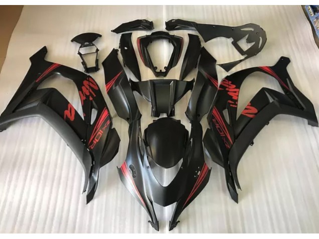 Negro Satinado & Rojo 2016-2019 Kawasaki ZX10R Carenados Moto Negro Satinado & Rojo 2016-2019 Kawasaki ZX10R Carenados Moto