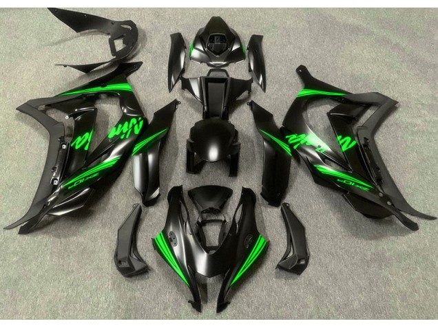 Negro Satinado & Verde 2016-2019 Kawasaki ZX10R Carenados Moto Negro Satinado & Verde 2016-2019 Kawasaki ZX10R Carenados Moto