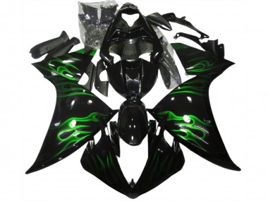 Negro & Verde Llama 2009-2011 Yamaha R1 Carenados Moto