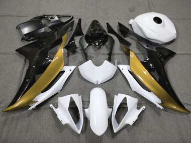 Oro Personalizado En Blanco & Negro 2008-2016 Yamaha R6 Carenados Moto