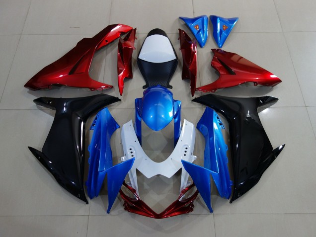 Personalizado Rojo Negro & Azul 2011-2024 Suzuki GSXR 600-750 Carenados Moto Personalizado Rojo Negro & Azul 2011-2024 Suzuki GSXR 600-750 Carenados Moto