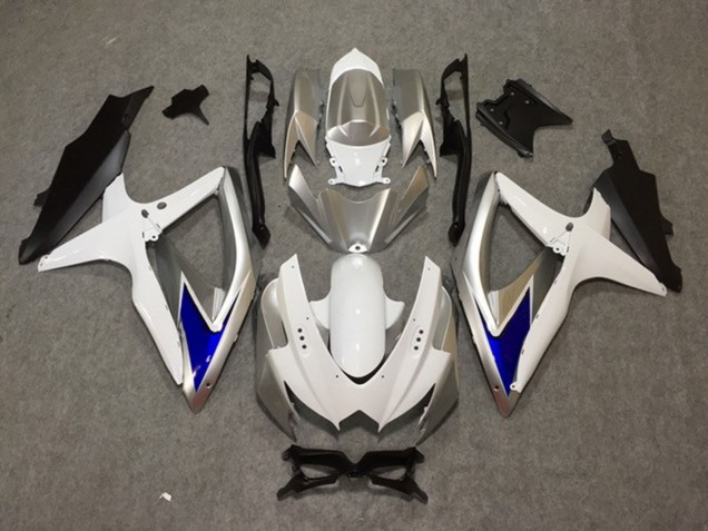 Plata Blanco Azul 2008-2010 Suzuki GSXR 600-750 Carenados Moto Plata Blanco Azul 2008-2010 Suzuki GSXR 600-750 Carenados Moto