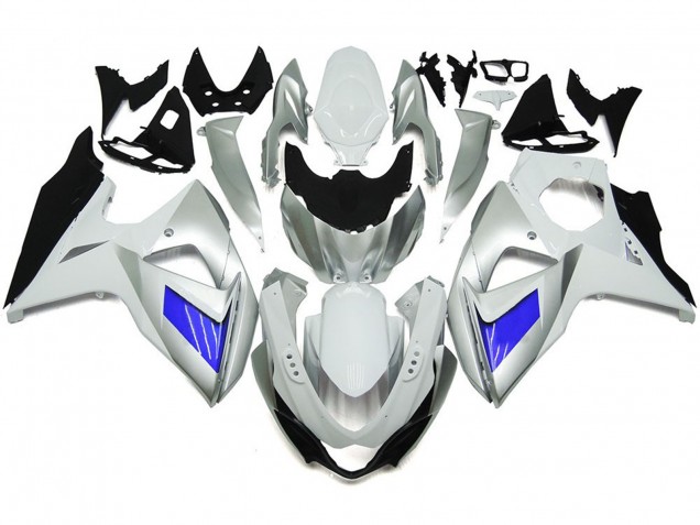 Plata & Blanco Personalizados Con Negro 2009-2016 Suzuki GSXR 1000 Carenados Moto Plata & Blanco Personalizados Con Negro 2009-2016 Suzuki GSXR 1000 Carenados Moto