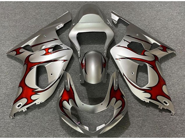 Plata Brillante & Rojo 2001-2003 Suzuki GSXR 600-750 Carenados Moto