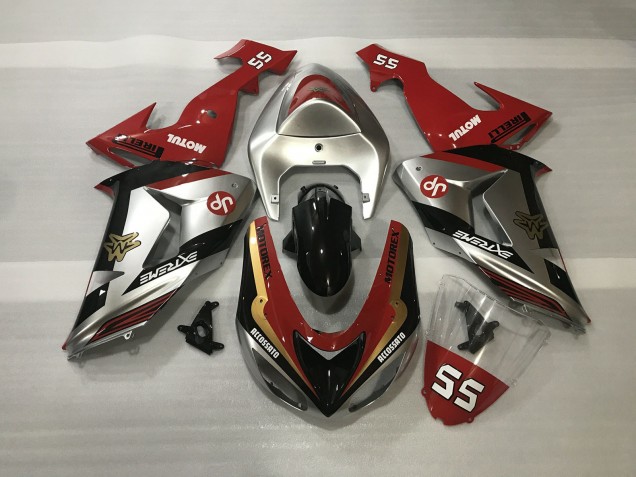 Plata Brillante & Rojo 2006-2007 Kawasaki ZX10R Carenados Moto