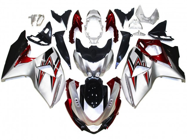Plata Con Toques Rojos 2009-2016 Suzuki GSXR 1000 Carenados Moto Plata Con Toques Rojos 2009-2016 Suzuki GSXR 1000 Carenados Moto