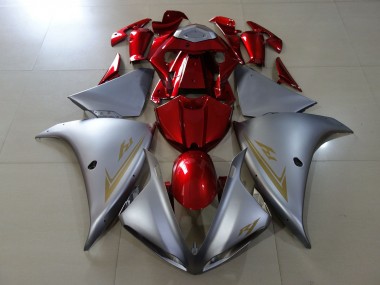 Plata Mate & Rojo Brillante 2009-2011 Yamaha R1 Carenados Moto