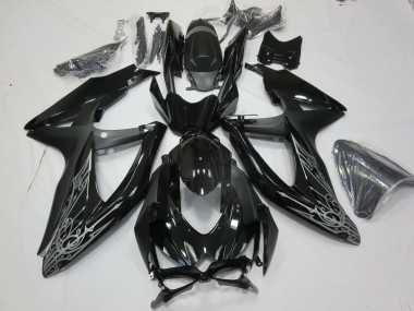 Plata & Negro 2008-2010 Suzuki GSXR 600-750 Carenados Moto