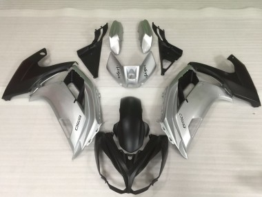 Plata & Negro 2012-2016 Kawasaki Ninja 650R Carenados Moto