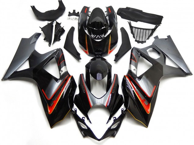 Plata & Negro Con Rojo 2007-2008 Suzuki GSXR 1000 Carenados Moto Plata & Negro Con Rojo 2007-2008 Suzuki GSXR 1000 Carenados Moto