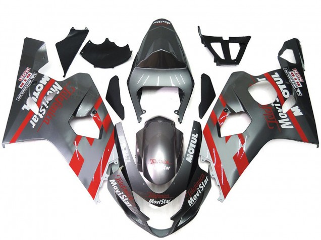 Plata & Rojo Movistar 2004-2005 Suzuki GSXR 600-750 Carenados Moto