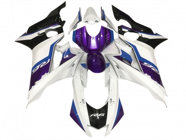 Púrpura & Blanco Brillante 2017-2021 Yamaha R6 Carenados Moto Púrpura & Blanco Brillante 2017-2021 Yamaha R6 Carenados Moto