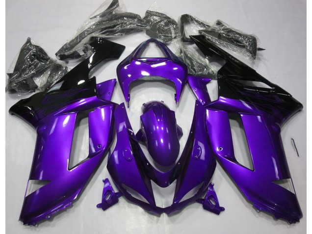 Púrpura Brillante & Negro 2007-2008 Kawasaki ZX6R Carenados Moto Púrpura Brillante & Negro 2007-2008 Kawasaki ZX6R Carenados Moto