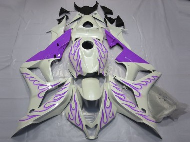 Púrpura Llama Sobre Blanco 2007-2008 Honda CBR600RR Carenados Moto