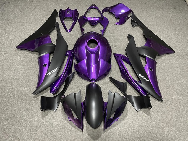Púrpura & Negro Mate & Logotipos 2008-2016 Yamaha R6 Carenados Moto Púrpura & Negro Mate & Logotipos 2008-2016 Yamaha R6 Carenados Moto