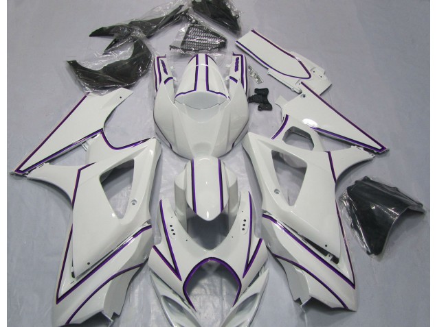 Raya Pin Púrpura Blanco Brillante 2007-2008 Suzuki GSXR 1000 Carenados Moto Raya Pin Púrpura Blanco Brillante 2007-2008 Suzuki GSXR 1000 Carenados Moto