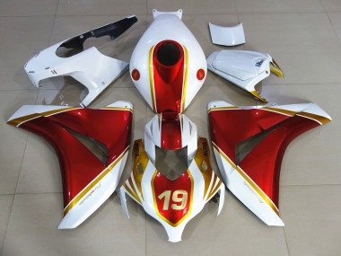 Rojo & Blanco 19 2008-2011 Honda CBR1000RR Carenados Moto
