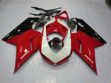 Rojo & Blanco 2007-2014 Ducati 848 1098 1198 Carenados Moto
