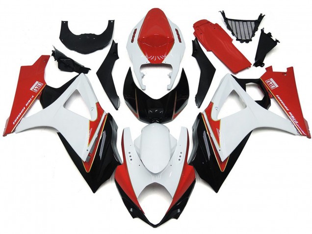 Rojo & Blanco Personalizados Con Negro 2007-2008 Suzuki GSXR 1000 Carenados Moto Rojo & Blanco Personalizados Con Negro 2007-2008 Suzuki GSXR 1000 Carenados Moto