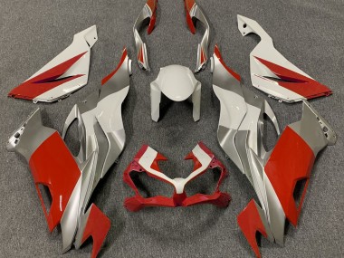 Rojo Blanco & Plata 2019-2023 Kawasaki ZX6R Carenados Moto