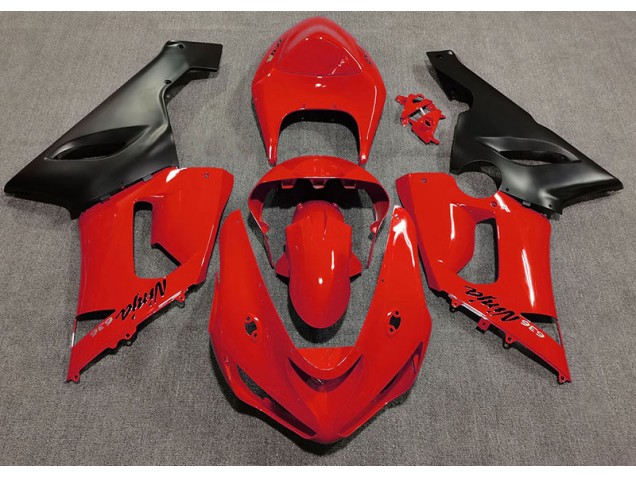 Rojo Brillante 2005-2006 Kawasaki ZX6R Carenados Moto