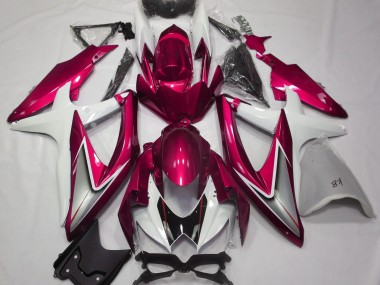 Rojo Brillante & Blanco 2008-2010 Suzuki GSXR 600-750 Carenados Moto