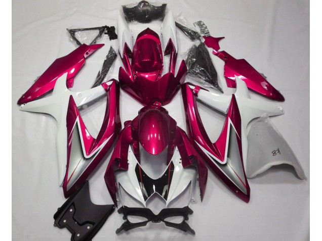 Rojo Brillante & Blanco 2008-2010 Suzuki GSXR 600-750 Carenados Moto Rojo Brillante & Blanco 2008-2010 Suzuki GSXR 600-750 Carenados Moto