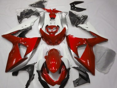 Rojo Brillante & Blanco 2009-2016 Suzuki GSXR 1000 Carenados Moto