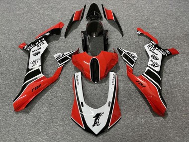 Rojo Brillante & Blanco 2015-2019 Yamaha R1 Carenados Moto