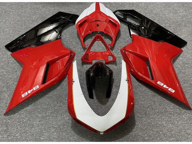 Rojo Brillante & Blanco (Etiqueta 848) 2007-2014 Ducati 848 1098 1198 Carenados Moto Rojo Brillante & Blanco (Etiqueta 848) 2007-2014 Ducati 848 1098 1198 Carenados Moto