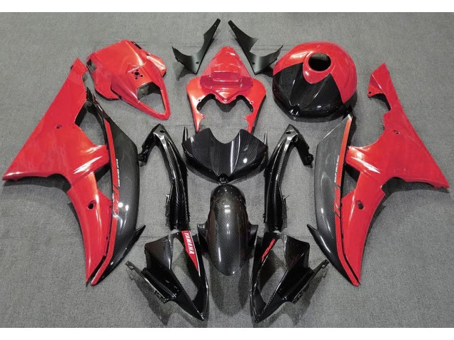 Rojo Brillante & Fibra De Carbono 2008-2016 Yamaha R6 Carenados Moto Rojo Brillante & Fibra De Carbono 2008-2016 Yamaha R6 Carenados Moto