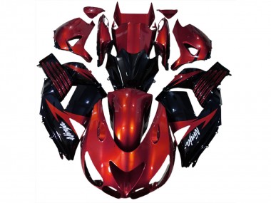 Rojo Brillante & Negro 2006-2011 Kawasaki ZX14R Carenados Moto