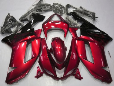 Rojo Brillante & Negro 2007-2008 Kawasaki ZX6R Carenados Moto