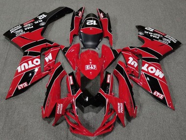 Rojo Brillante & Negro Motul 2011-2024 Suzuki GSXR 600-750 Carenados Moto