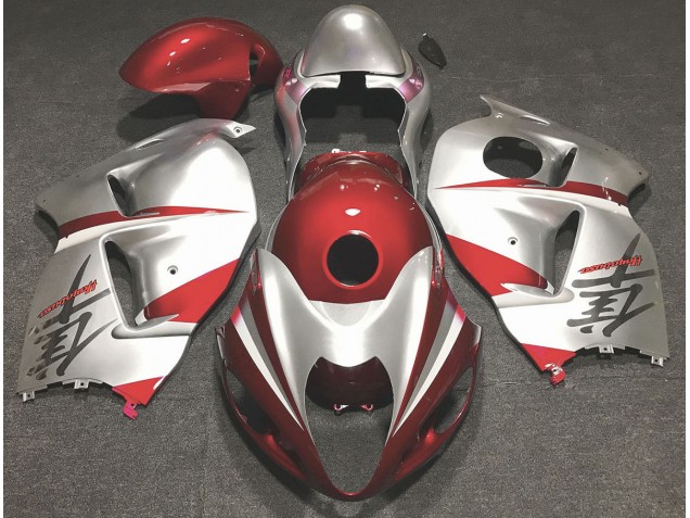 Rojo Brillante & Plata 1997-2007 Suzuki GSXR 1300 Carenados Moto Rojo Brillante & Plata 1997-2007 Suzuki GSXR 1300 Carenados Moto