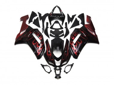 Rojo Brillo Llama 2007-2008 Kawasaki ZX6R Carenados Moto