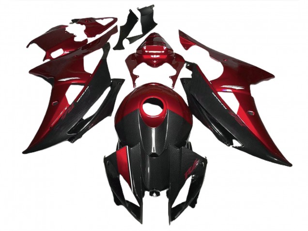 Rojo Con Estilo Fibra De Carbono 2008-2016 Yamaha R6 Carenados Moto Rojo Con Estilo Fibra De Carbono 2008-2016 Yamaha R6 Carenados Moto