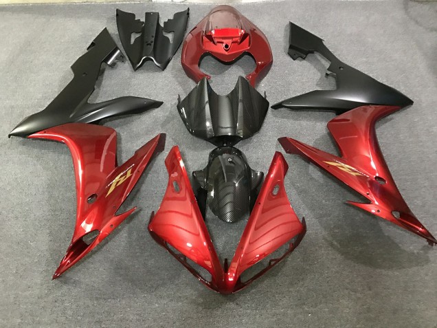 Rojo Granate & Estilo Fibra De Carbono 2004-2006 Yamaha R1 Carenados Moto Rojo Granate & Estilo Fibra De Carbono 2004-2006 Yamaha R1 Carenados Moto